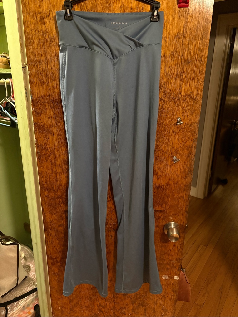 Aeropostale Slate Blue V-Waist Flare Leggings
